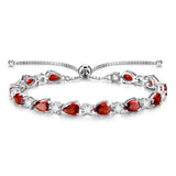 "Glamour Teardrop" January Birthstone Garnet Sterling Silver Tennis Bracelet Classic Bolo Chain