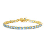 "Blue Bliss" Aquamarine Tennis Sterling Silver Bracelet