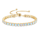 "Eternal Elegance" June Birthstone Moonstone Sterling Silver Tennis Bracelet Classic Bolo Chain