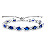 "Glamour Teardrop" September Birthstone  Sapphire  Sterling Silver Tennis Bracelet Classic Bolo Chain