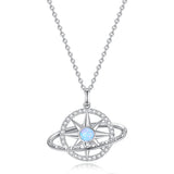 FANCIME "Stellar Promise" Opal October Birthstone Sterling Silver Necklace