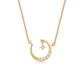 "Lunar Dream" 14K 黃金天體月亮項鍊，配實驗室培育鑽石 0.076CTTW