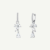 "Wisteria Flower Cluster” Sterling Silver Floral Hoops Drop Earrings