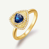 Trinity Textured Silver Ring in Created Sapphire