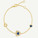 Trinity Textured Silver Bracelet in Created Sapphire