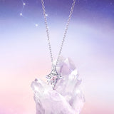 North Star Pink Crystal Silver Necklace