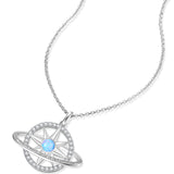 FANCIME "Stellar Promise" Opal October Birthstone Sterling Silver Necklace