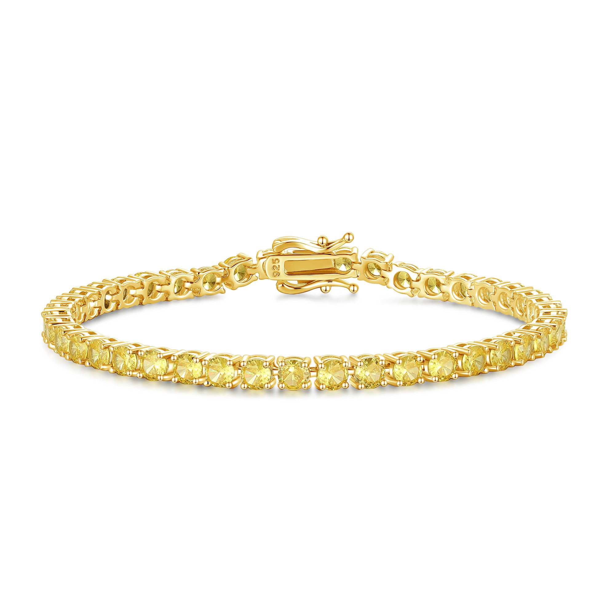 "Spirit Renewal" Yellow Citrine Tennis Sterling Silver Bracelet