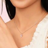 North Star Pink Crystal Silver Necklace