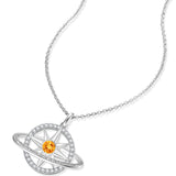 FANCIME "Stellar Promise" Citrine November Birthstone Sterling Silver Necklace
