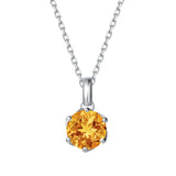 FANCIME “Everbloom” 14K Solid White Gold November Birthstone Gemstone Citrine Pendant with Sterling Silver Chain Necklace