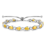 "Glamour Teardrop" November Birthstone Yellow Citrine Sterling Silver Tennis Bracelet Classic Bolo Chain