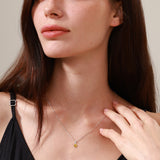 FANCIME “Everbloom” 14K Solid White Gold November Birthstone Gemstone Citrine Pendant with Sterling Silver Chain Necklace