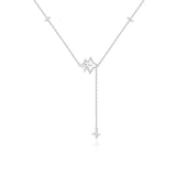 "Starlit Melody" Dangling Star Sterling Silver Drop Necklace
