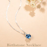 FANCIME “Everbloom” 14K Solid White Gold December Birthstone Gemstone Topaz Pendant with Sterling Silver Chain Necklace