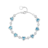 FANCIME "Ms Charming" Halo Heart December Birthstone Topaz Sterling Silver Tennis Bracelet