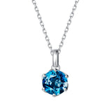 FANCIME “Everbloom” 14K Solid White Gold December Birthstone Gemstone Topaz Pendant with Sterling Silver Chain Necklace