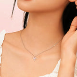 North Star Pink Crystal Silver Necklace