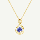 "Infinite Embrace" December Birthstone Tanzanite Infinity Symbol Sterling Silver Pendant Necklace - Gold