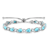 "Glamour Teardrop" December Birthstone Turquoise Sterling Silver Tennis Bracelet Classic Bolo Chain