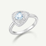 Trinity Textured Silver Ring in Created Aquamarine