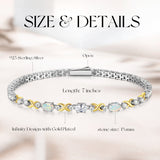 FANCIME "Eternal Duo" October Birthstone Opal Sterling Silver Tennis Bracelets