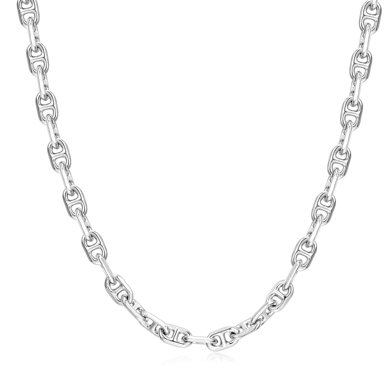 FANCIME "Sunlit Grace" Classic Square Link Sterling Silver Chain Necklace