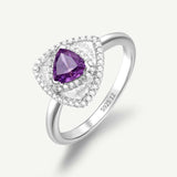 Trinity Textured Silver Ring in Created Amethyst
