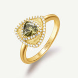 Trinity Textured Silver Ring in Created Peridot