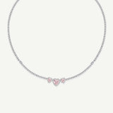 FANCIME "Ms Charming" Halo Heart Tennis Sterling Silver Necklace