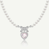 FANCIME "Heart Kiss" Sugar Bow Silver Necklace