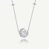FANCIME "Pink Dream" Crescent Moon Star Sterling Silver Necklace