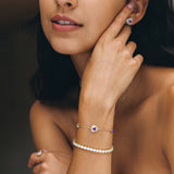 Trinity Textured Silver Earrings in Created Amethyst