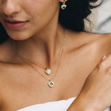 Trinity Textured Silver Necklace in Created Aquamarine
