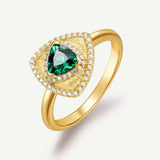 Trinity Textured Silver Ring in Created Emerald