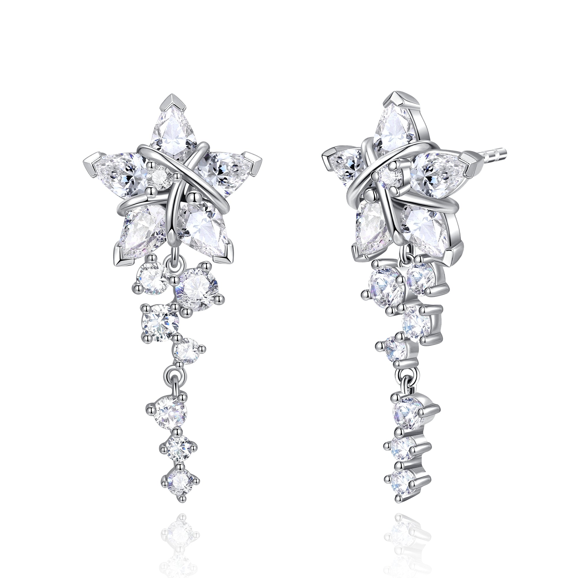 FANCIME "Vega Serenade" Twinkling Star Alpha Lyrae Sterling Silver Stud Earrings
