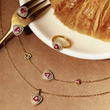 Trinity Textured Silver Earrings in Created Ruby