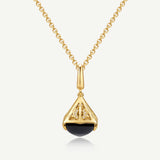 Harry Potter x FANCIME Deathly Hallows Unisex Silver Necklace, Obsidian