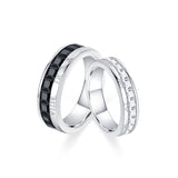 FANCIME "Time Together" Couples Promise Sterling Silver Rings