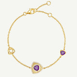 Trinity Textured Silver Bracelet in Created Amethyst