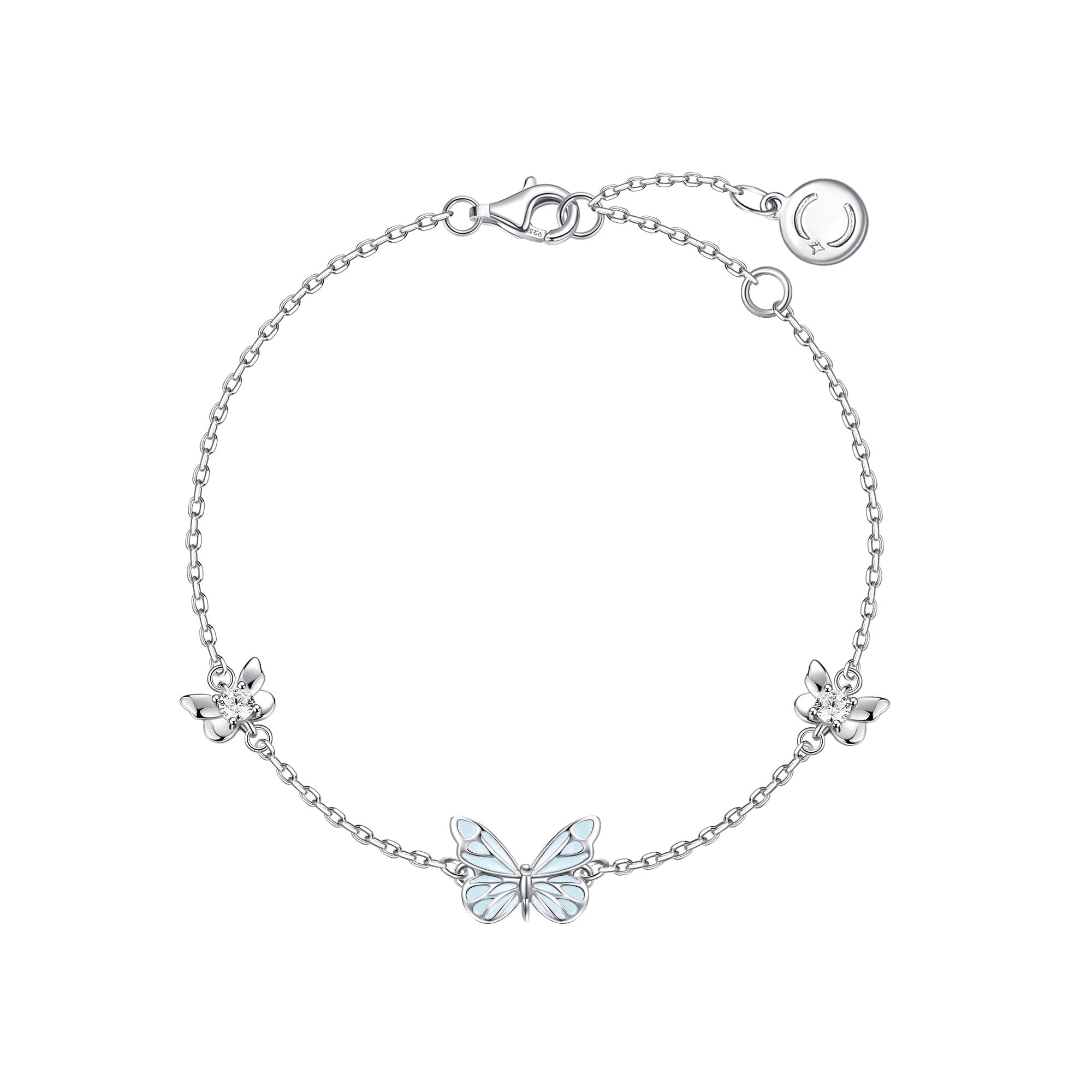 FANCIME "Starlight Butterfly" Luminous Enamel Sterling Silver Bracelet