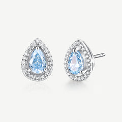 Ocean Eye Birthstone Silver Earrings in Aquamarine