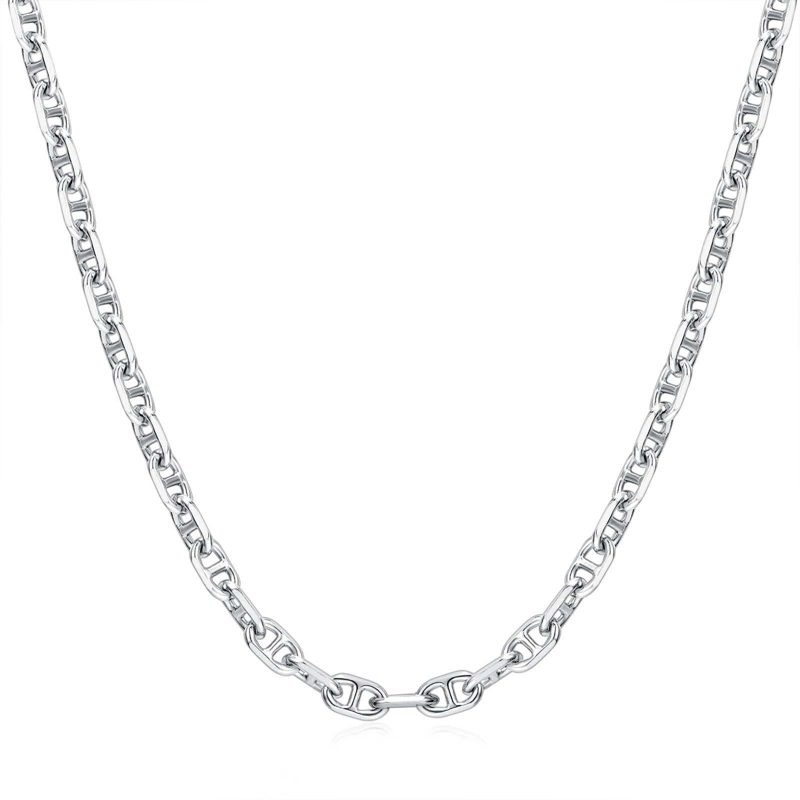 FANCIME "Sunlit Grace" Classic Square Link Sterling Silver Chain Necklace