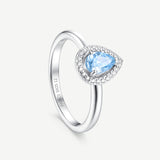 Ocean Eye Birthstone Silver Ring in Aquamarine