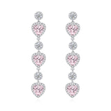 "Ms Charming" Halo Heart Sterling Silver Drop Earrings