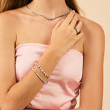 FANCIME "Ms Charming" Halo Heart Sterling Silver Tennis Bracelet