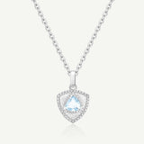 Trinity Textured Silver Necklace in Created Aquamarine