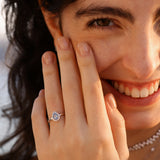 Ocean Eye Birthstone Silver Ring in Aquamarine