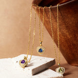 Trinity Textured Silver Necklace in Created Amethyst