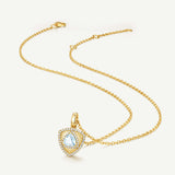 Trinity Textured Silver Necklace in Created Aquamarine